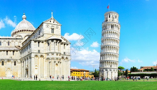 观光客参比萨的倾斜塔高清图片
