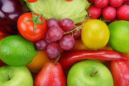 蔬菜和水果的明亮背景图片