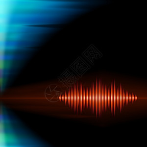 雷瑟米诺橙色亮的音频波形极光背景有尖峰设计图片