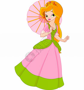 夏日可爱美丽公主打着伞高清图片