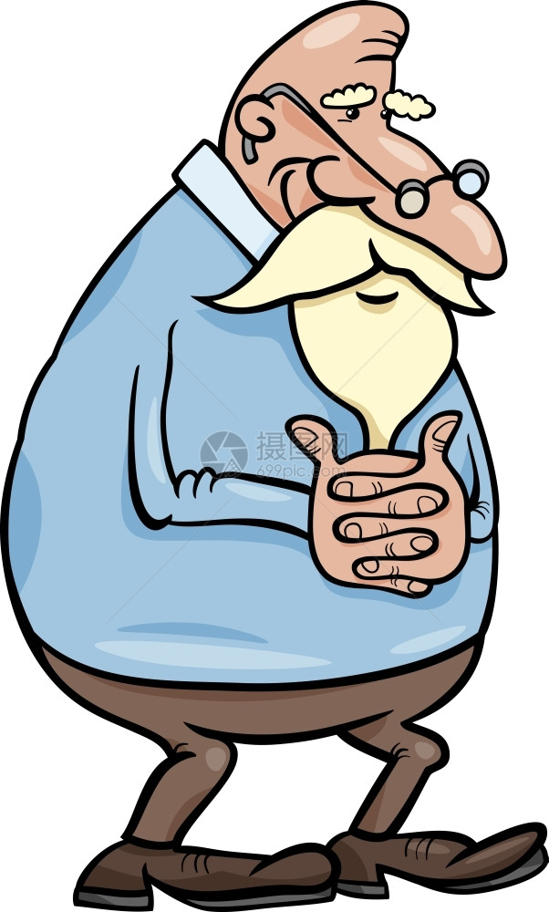 老年男子或祖父的漫画插图图片