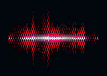 米雷普瓦红色闪亮的声音波形带有x网格光过滤器设计图片