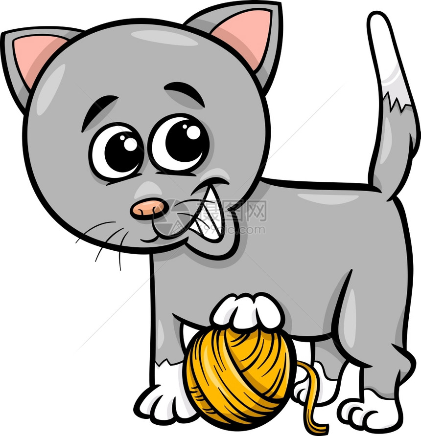 可爱猫玩毛球图片