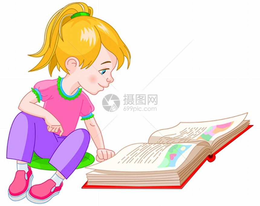 女孩坐在地板上看书图片