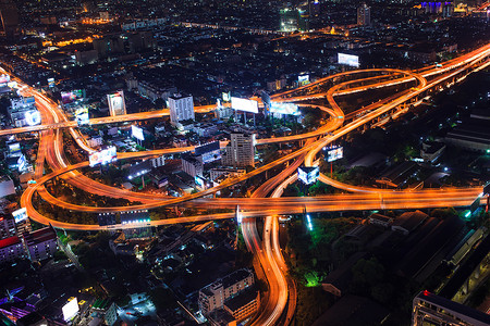 Bangko城市夜景鸟瞰图背景图片