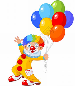 有趣的小丑拿着气球矢量插图背景图片