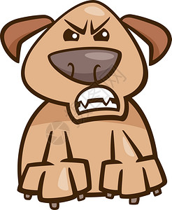 漫画插图笑狗表达愤怒的情绪或图片