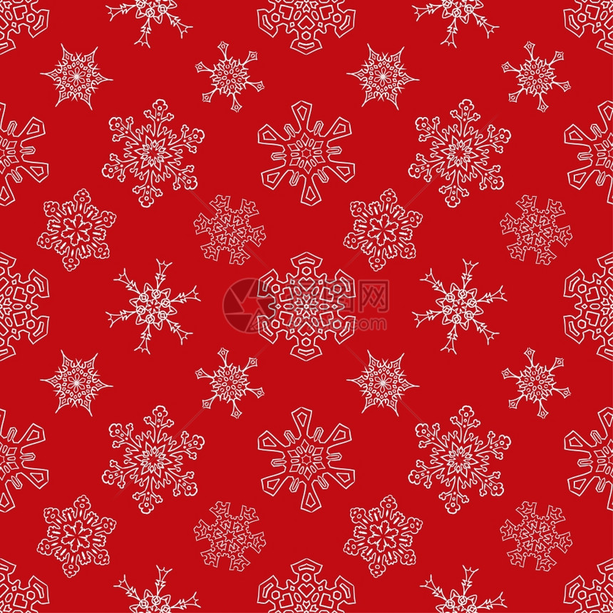 带随机抽雪花的无缝圣诞节红模式图片