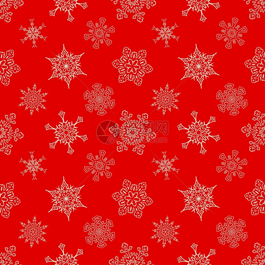 带随机抽雪花的无缝圣诞节红模式图片