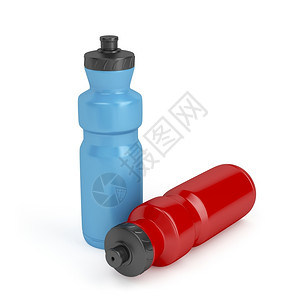 蓝色和红运动塑料水瓶图片