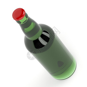 白色背景的绿啤酒瓶图片
