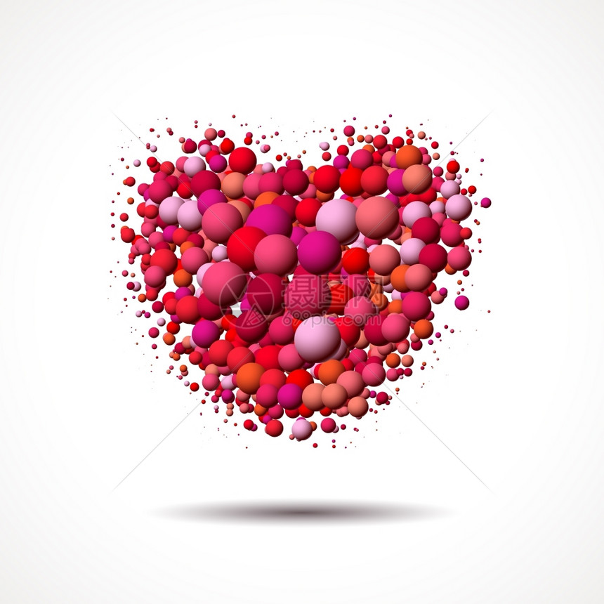 valentirsqu由分散的多彩泡或球组成的心脏白日卡图片