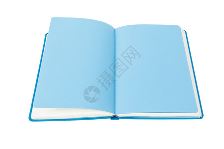 白背景上的打开蓝书页图片