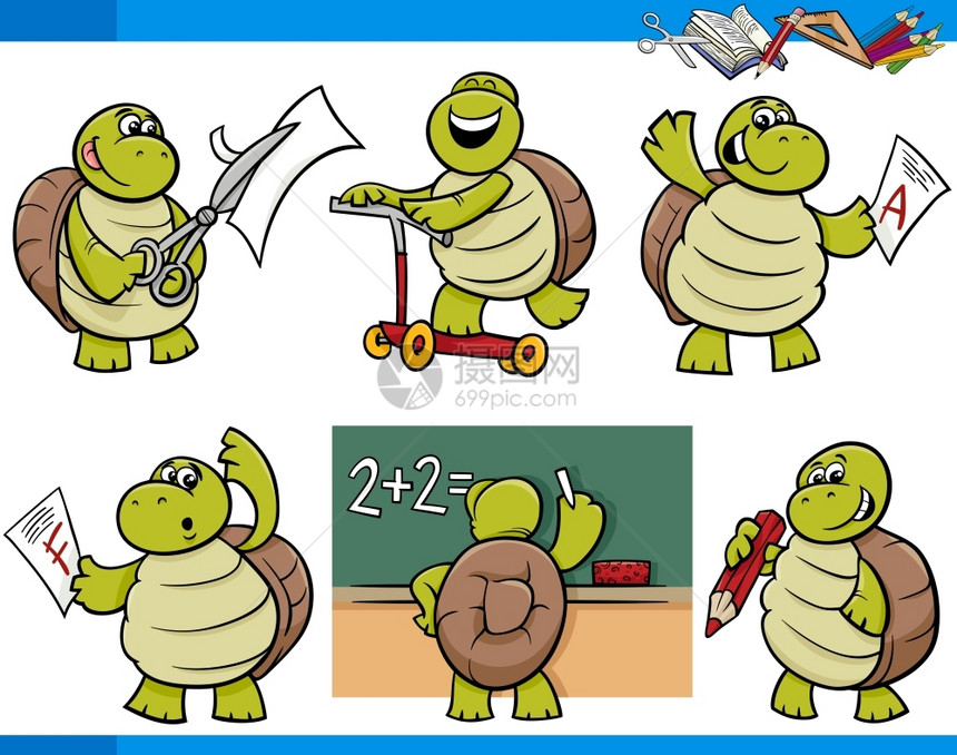 海龟动物品格学校生系列漫画插图图片