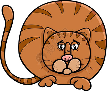 滑稽胖猫人物的漫画插图图片