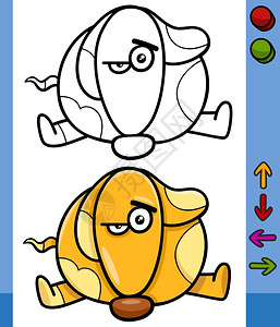 使用程序或视频游戏按钮的滑狗动物漫画插图图片