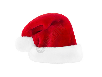 以白色背景孤立的SantClus红色帽子背景图片