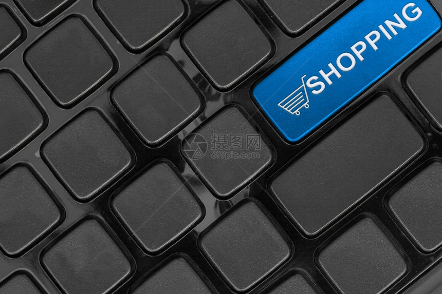 键盘关闭顶端视图网上购物概念词图片