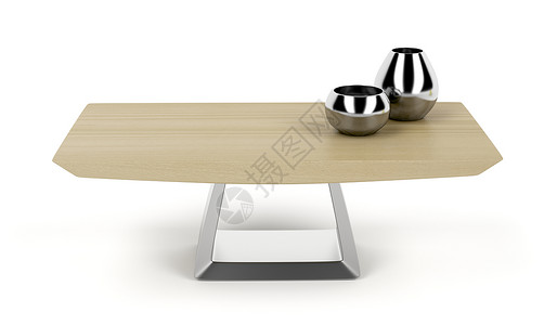 白色背景的现代木制咖啡桌图片
