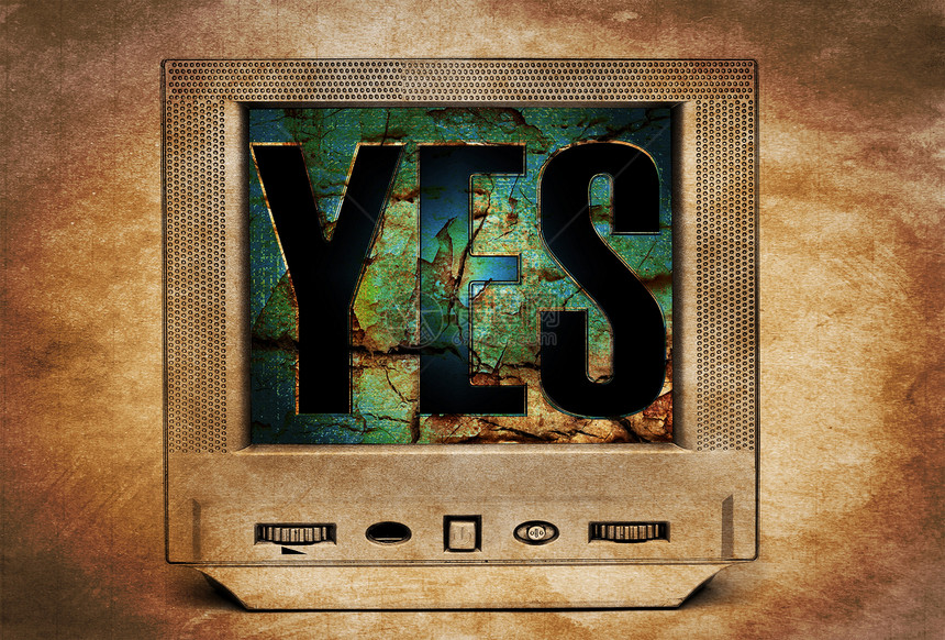 在旧的tv上yes符号图片
