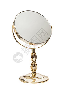金色镜子白面上孤立的金色镜子图片
