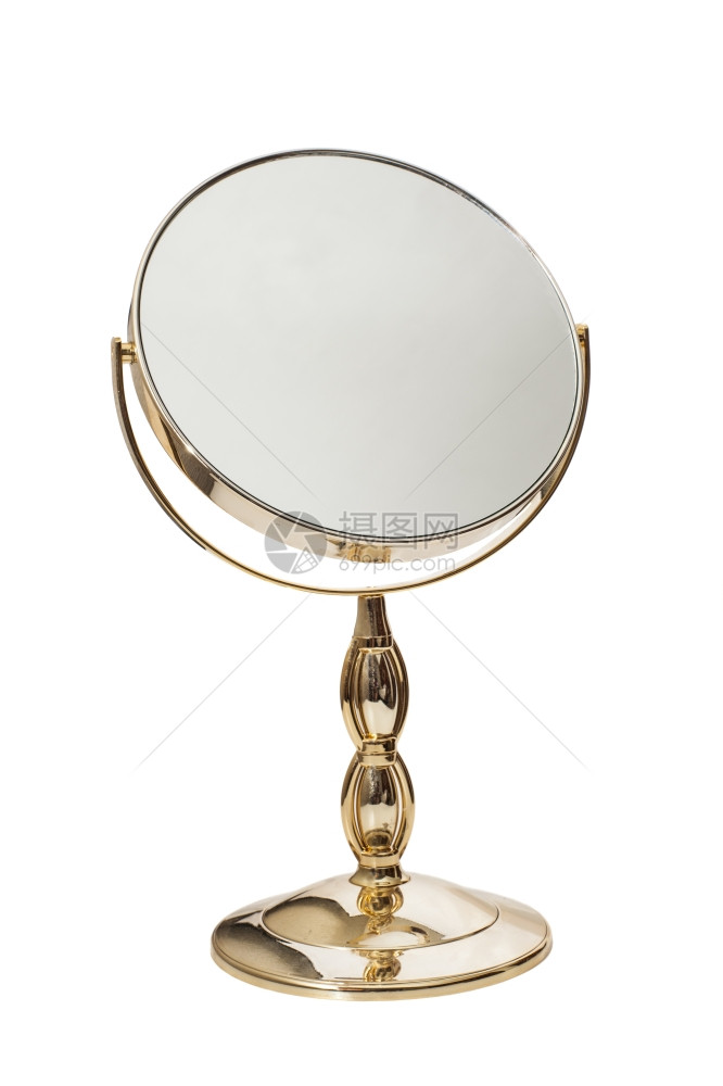 金色镜子白面上孤立的金色镜子图片