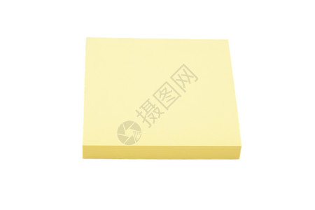 白色背景上孤立的空白黄色粘贴笔记块图片