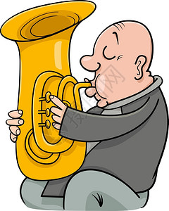 播放喇叭风乐器的音家漫画插图图片