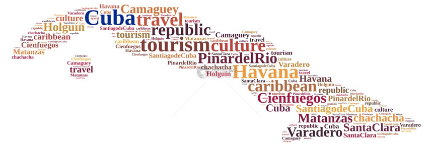 有关古巴岛旅游的字面云彩图片