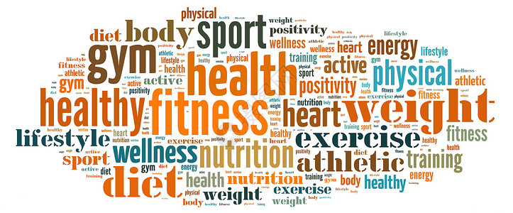 健康的字素材与健身有关的字云插图背景