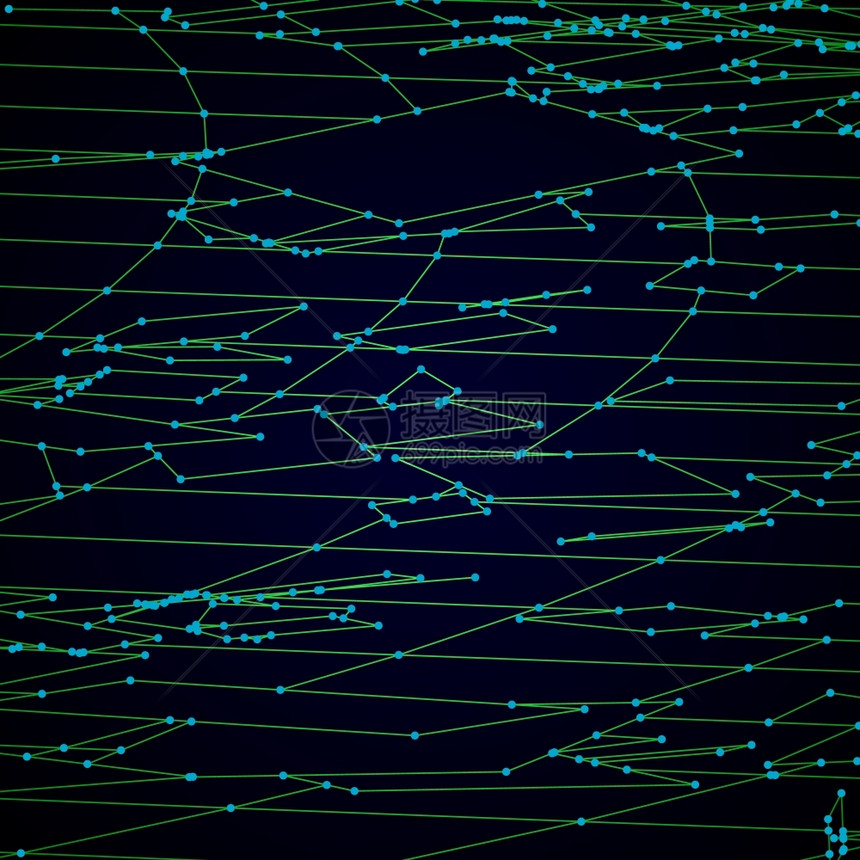 由连接点和绿线组成的混乱网格图片