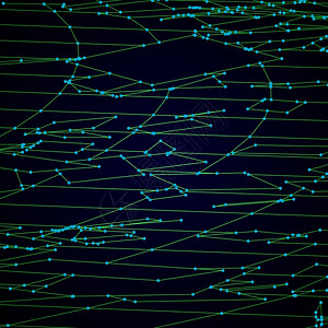 由连接点和绿线组成的混乱网格背景图片