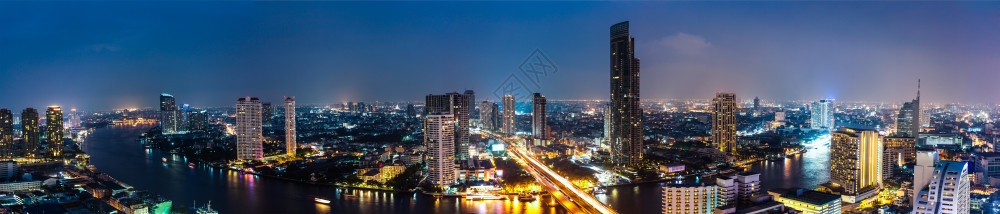 Bangko全市夜景鸟瞰图图片