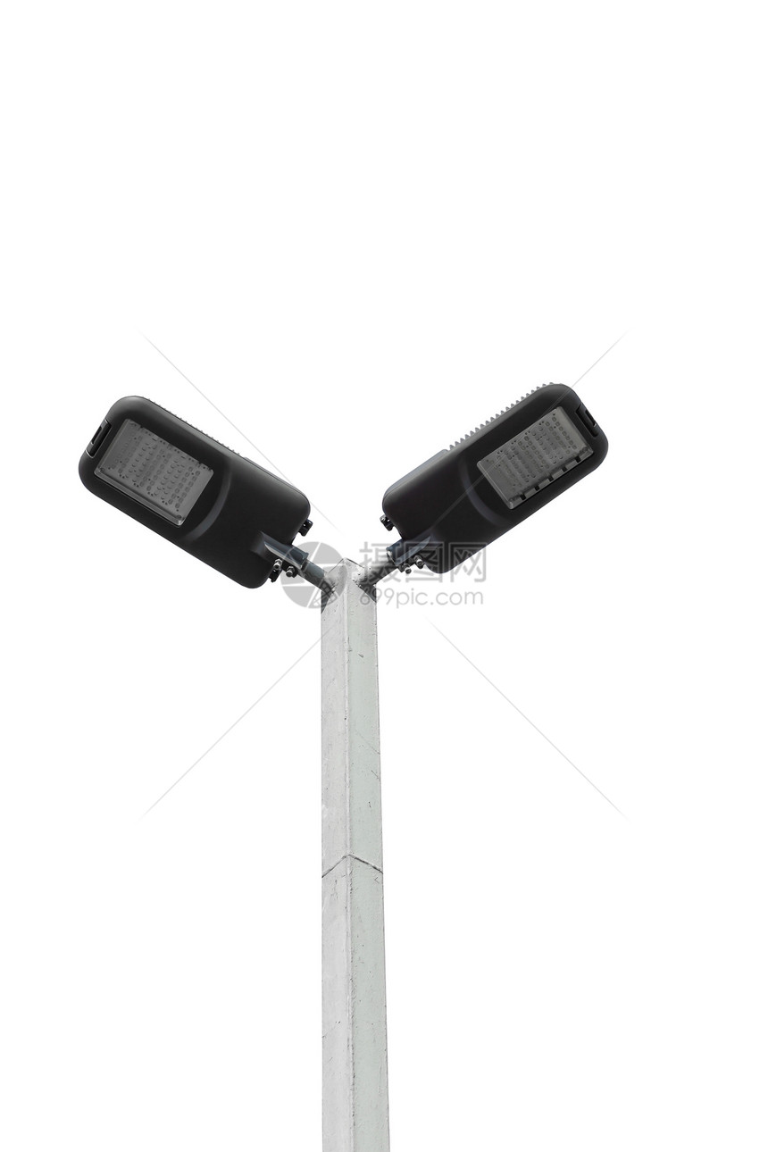 白色背景的黑街道灯柱图片