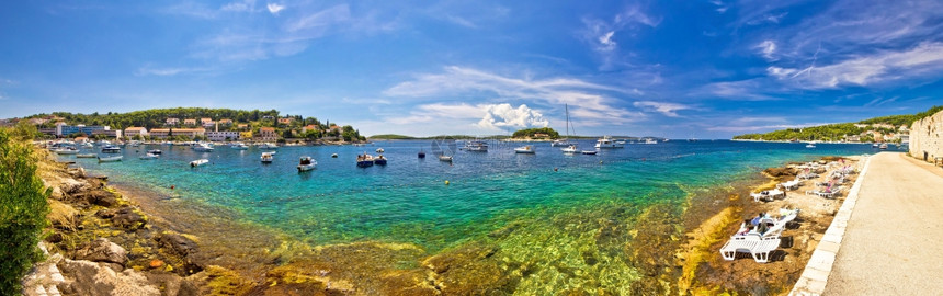 游艇海滩全景观光达马提亚croati图片