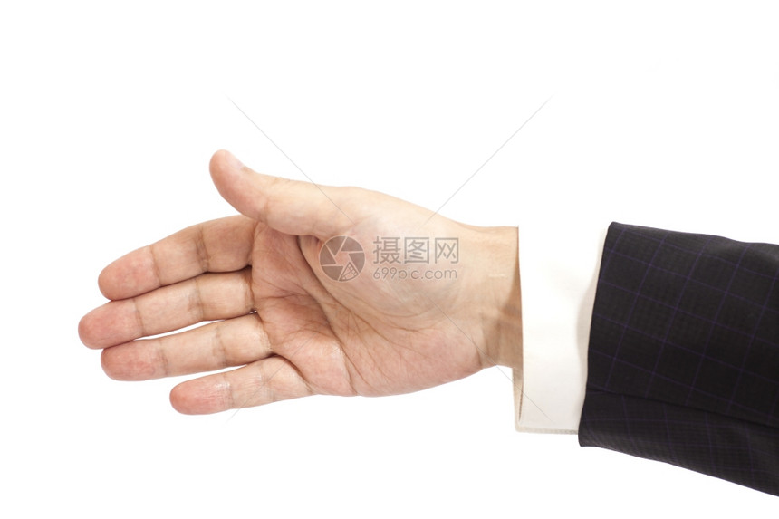 空手势商人用白色背景孤立的手图片