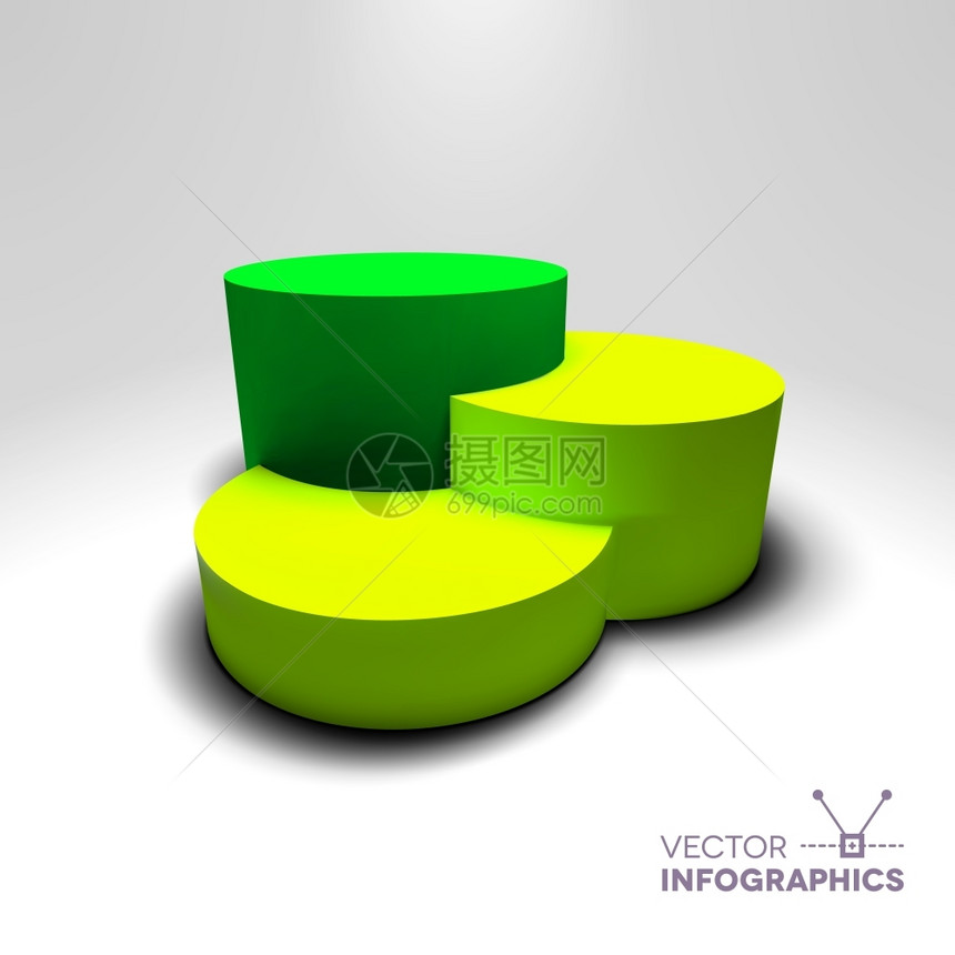 带有绿色和黄柱形的3d红绿和黄柱形图示图片