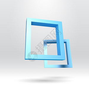您演示文稿的两个蓝色矩形3d框架背景图片