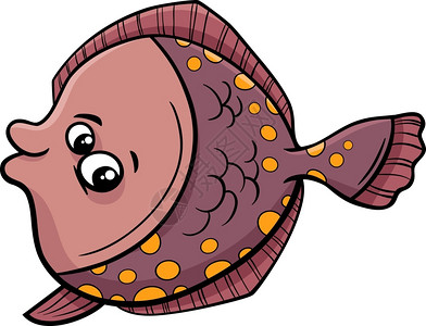 比目鱼卡通可爱的鱼插画