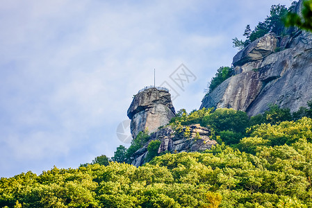 烟囱岩公园和湖泊引诱风景背景图片