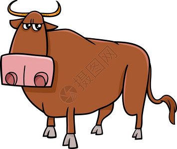 蹄公牛农场动物品的漫画插图插画