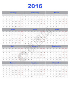 2016年插图日历12个月图片