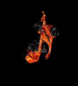 黑色背景的火焰中音乐符图片