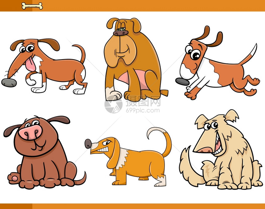 狗宠动物人系列卡通插图图片