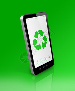 3个智能手机屏幕上有一个回收符号生态概念智能手机屏幕上有一个回收符号图片