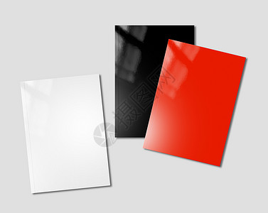 白色黑和红小册子涵盖背景上孤立的封面模拟板图片
