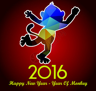 2016年贺卡三角多边形模型猴子年图片