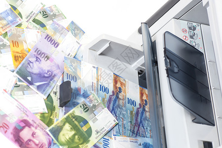 反假货币用打印机印刷假瑞士货币背景