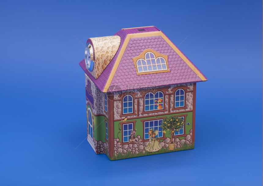 蓝色背景房屋模型图片