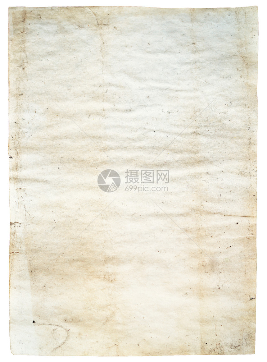 白色背景上孤立的旧脏纸图片